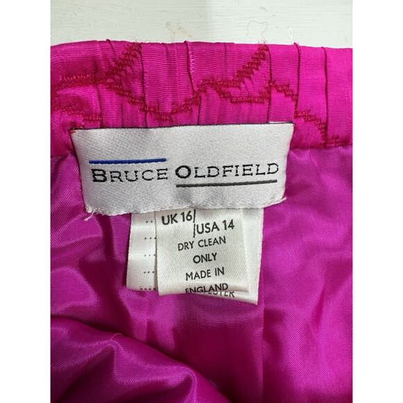 bruce oldfield Skirt Vintage Designer Pink Pattern Lined Wool Silk Blend Pencil - Picture 7 of 11